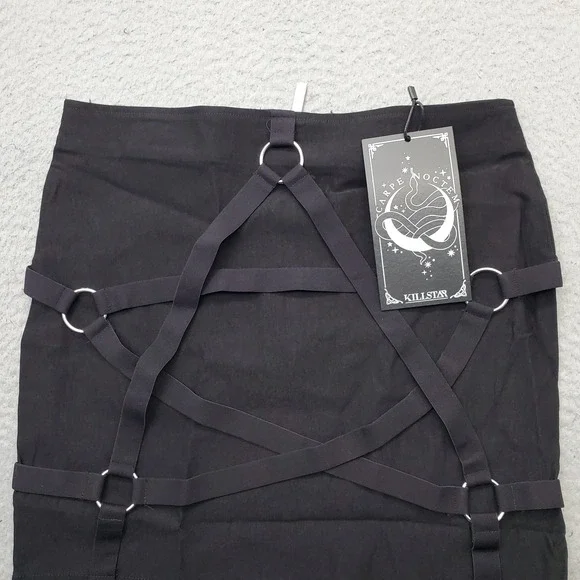 Killstar Harness Ur Power Mini Skirt Womens M Black Gothic Pentagram Back Zip - Picture 7 of 8
